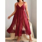 Plus_Split_Thigh_Mesh_Cami_Nightdress__SHEIN_USA_main_2