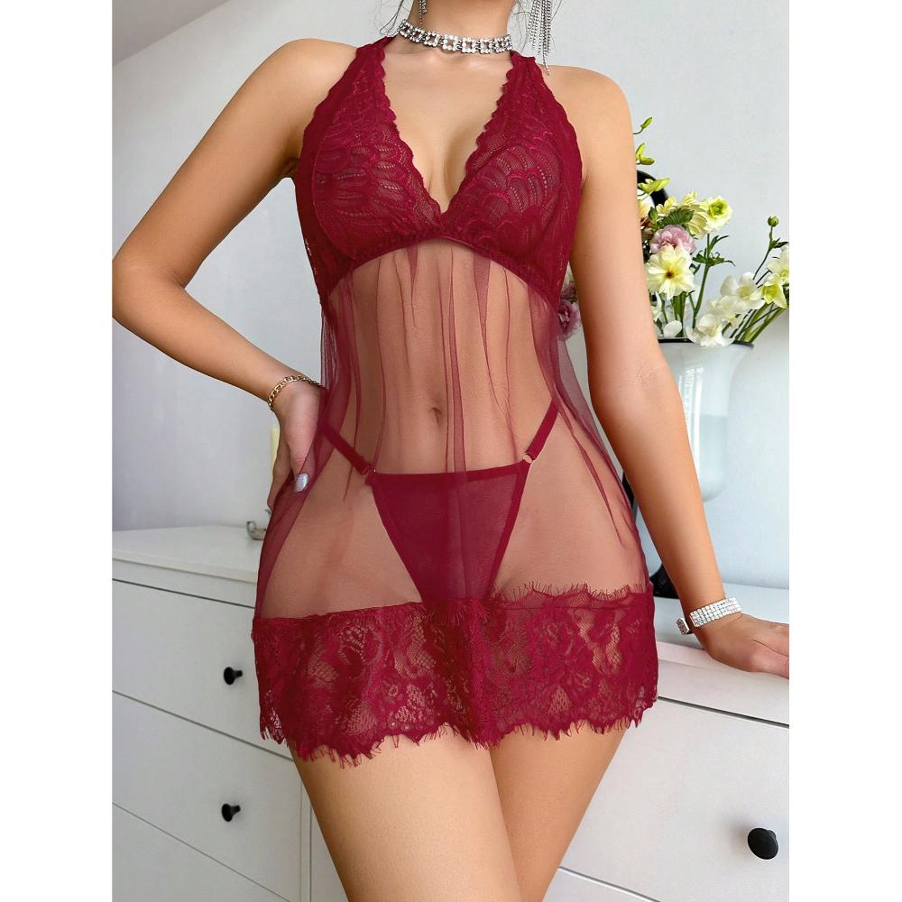 Womens_Lace__Mesh_Contrast_Halter_Neck_Babydoll_Lingerie_Dress__SHEIN_USA_main_3