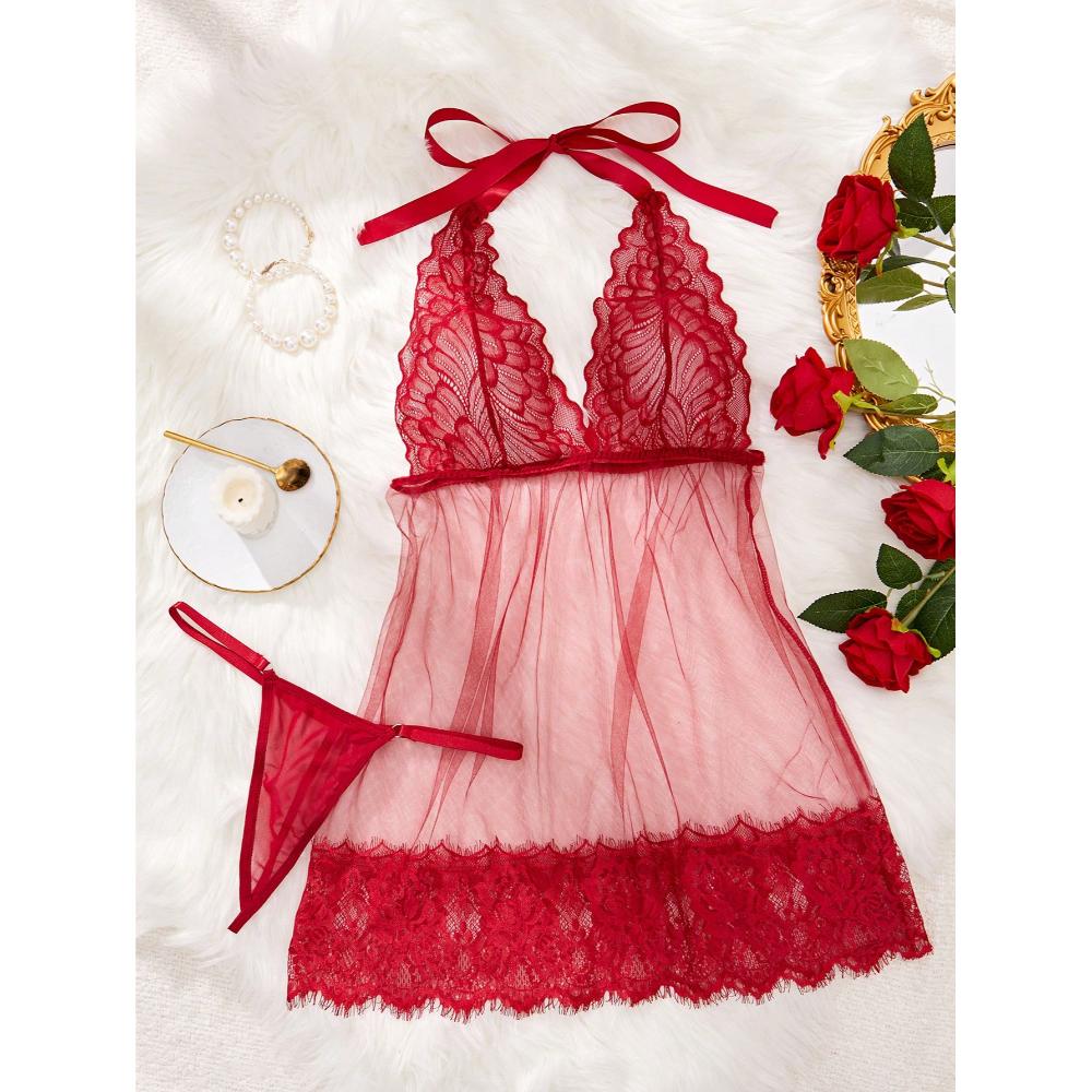 Womens_Lace__Mesh_Contrast_Halter_Neck_Babydoll_Lingerie_Dress__SHEIN_USA_main_4